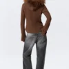 Fitted Zip Hoodie with Faux-Fur Trim – Brown