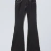 Flame Low Rise Slim Flared Jeans – Black Rinse – Black