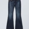 Flame Low Rise Slim Flared Jeans – Vein Blue – Dark Blue