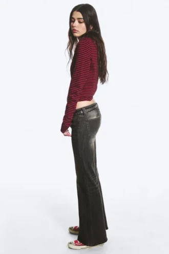Flare Low Rise Flared Skinny Jeans – Mustard Black – Black | Cheap Monday Gb