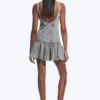 Flared Boat-Neck Mini Twill Dress – Washed Grey