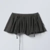 Flared Low Rise Pleated Mini Skirt – Dark Grey