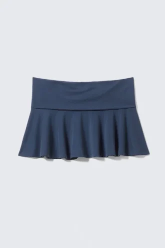 Flared Mid-Rise Mini Skirt – Dark Blue