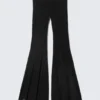 Flared Rhinestone Trousers – Black – Rhinestones
