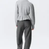 Flounced Hem Knitted Sweater – Grey Melange