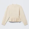 Flounced Hem Knitted Sweater – Off-White