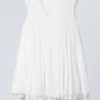 Flowy V-Neck Mini Dress – White