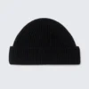 Fold Knit Wool Blend Beanie – Black
