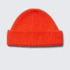Fold Knit Wool Blend Beanie – Bright Orange