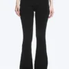 Folded Waist Flared Yoga Tights – Black