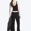 Folded Waist Flared Yoga Tights – Black