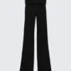 Folded Waist Flared Yoga Tights – Black
