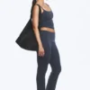 Folded Waist Flared Yoga Tights – Dark Blue