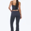 Folded Waist Flared Yoga Tights – Dark Blue