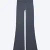 Folded Waist Flared Yoga Tights – Dark Blue