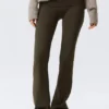 Folded Waist Flared Yoga Tights – Dark Brown