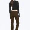 Folded Waist Flared Yoga Tights – Dark Brown
