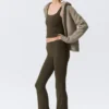 Folded Waist Flared Yoga Tights – Dark Brown