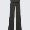 Folded Waist Flared Yoga Tights – Dark Grey