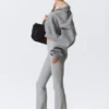 Folded Waist Flared Yoga Tights – Light Dusty Grey