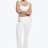 Folded Waist Flared Yoga Tights – White