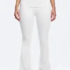 Folded Waist Flared Yoga Tights – White