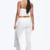 Folded Waist Flared Yoga Tights – White