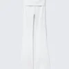Folded Waist Flared Yoga Tights – White