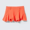 Frayed Asymmetric Mini Twill Skirt – Light Red