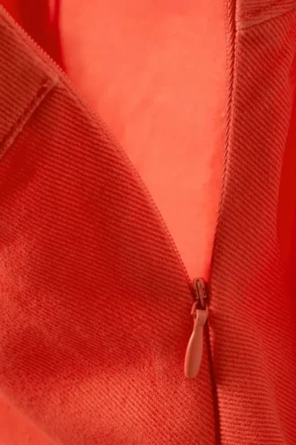 Frayed Asymmetric Mini Twill Skirt – Light Red