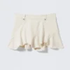 Frayed Asymmetric Mini Twill Skirt – Off-White
