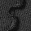 Frill-Edge Ribbed Knitted Top – Dark Grey