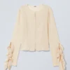 Frilled Long-Sleeved Blouse – Beige