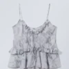 Frilled Strap Top – Dusty Grey – Clouded Marble