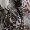 Frilled V-Neck Mini Dress – Leopard-Paisly Pattern