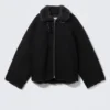 Fur-Lined Canvas Jacket – Black