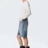Galaxy Mid Rise Loose Denim Shorts – Blue Horses – Medium Blue