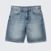 Galaxy Mid Rise Loose Denim Shorts – Blue Horses – Medium Blue