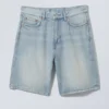 Galaxy Mid Rise Loose Denim Shorts – Lip Blue – Light Blue
