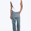 Galaxy Mid Rise Loose Straight Jeans – 2000 Blue – Medium Blue