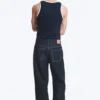 Galaxy Mid Rise Loose Straight Jeans – Blue Rinse – Dark Blue