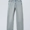 Galaxy Mid Rise Loose Straight Jeans – Brick Blue – Light Blue