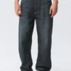 Galaxy Mid Rise Loose Straight Jeans – Deep Sea Blue – Dark Blue