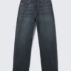 Galaxy Mid Rise Loose Straight Jeans – Deep Sea Blue – Dark Blue