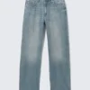 Galaxy Mid Rise Loose Straight Jeans – Gloria Blue – Medium Blue