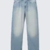 Galaxy Mid Rise Loose Straight Jeans – Kimberley Blue – Light Blue