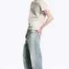 Galaxy Mid Rise Loose Straight Jeans – Port Blue – Light Blue