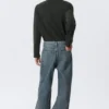 Galaxy Mid Rise Loose Straight Jeans – Second Blue – Blue
