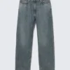 Galaxy Mid Rise Loose Straight Jeans – Second Blue – Blue