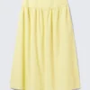 Gathered Cotton Poplin Maxi Skirt – Light Yellow